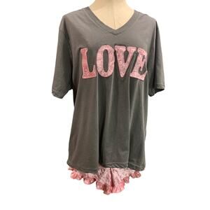 3X Bobbie Brooks Sleepwear Womens Shirt Shorts Set "Love"